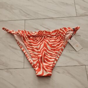 NWT Vibrant Orange Striped Bikini Bottom